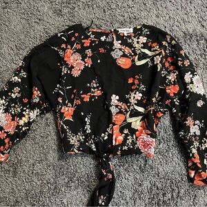 Floral Black Top